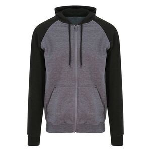 Awdis Unisex Adult Baseball Full Zip Hoodie / Charcoal/Jet Black